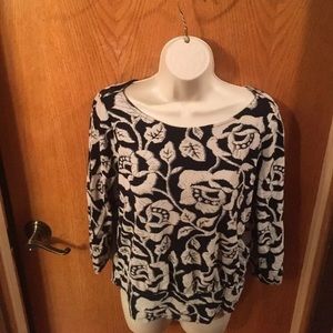 Lucky Brand Textured Floral Shirt 3/4 Sleeve